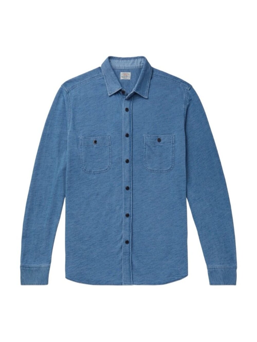 Faherty Knit Seasons Shirt Indigo Slub Jersey Button-Up‎ Men’s Medium